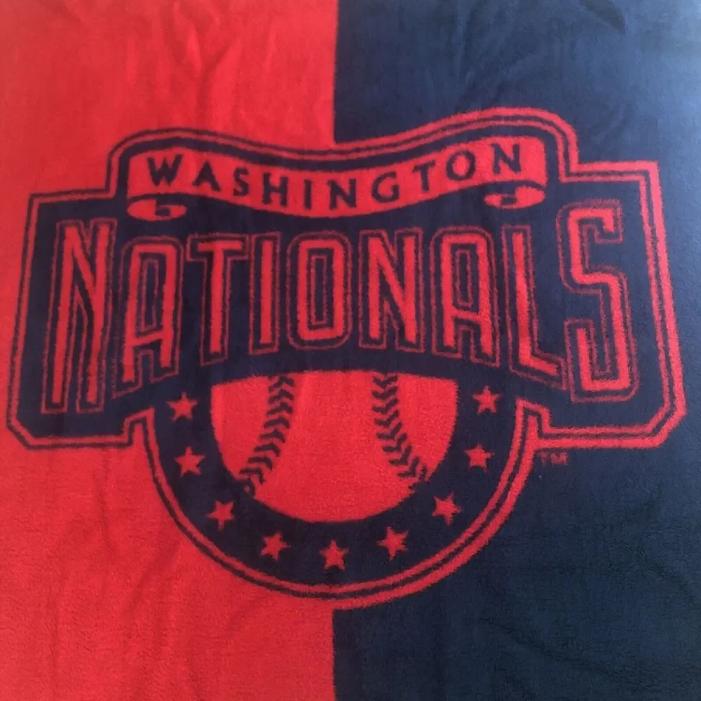 Biederlack Washington Nationals MLB Baseball Blanket VTG 90s Furry Stadium Throw